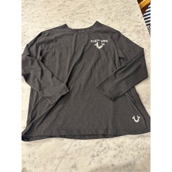 True Religion men’s tee  long sleeve t-shirt sz XL grey - Picture 1 of 6